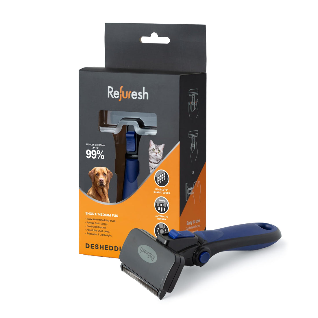 Refuresh Deshedding Dog Brush for Short/Medium Hair