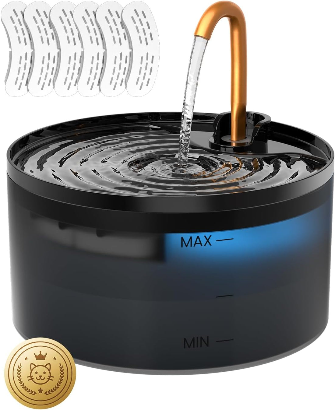 MISFANS Cat Water Fountain with 3-Pack Replaceable Filters,Copper