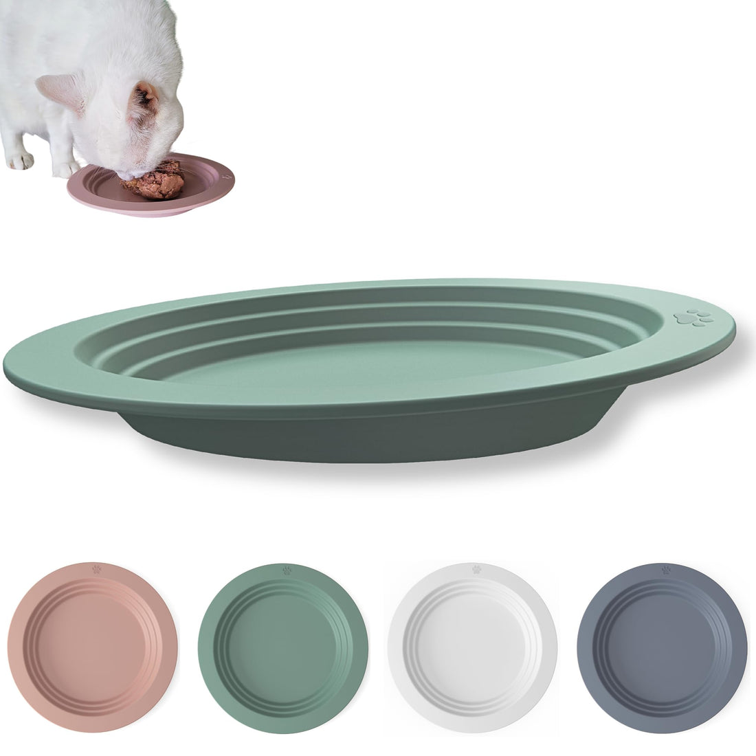 EcoLeo Whisker Friendly Cat Food Dish, Platinum Silicone