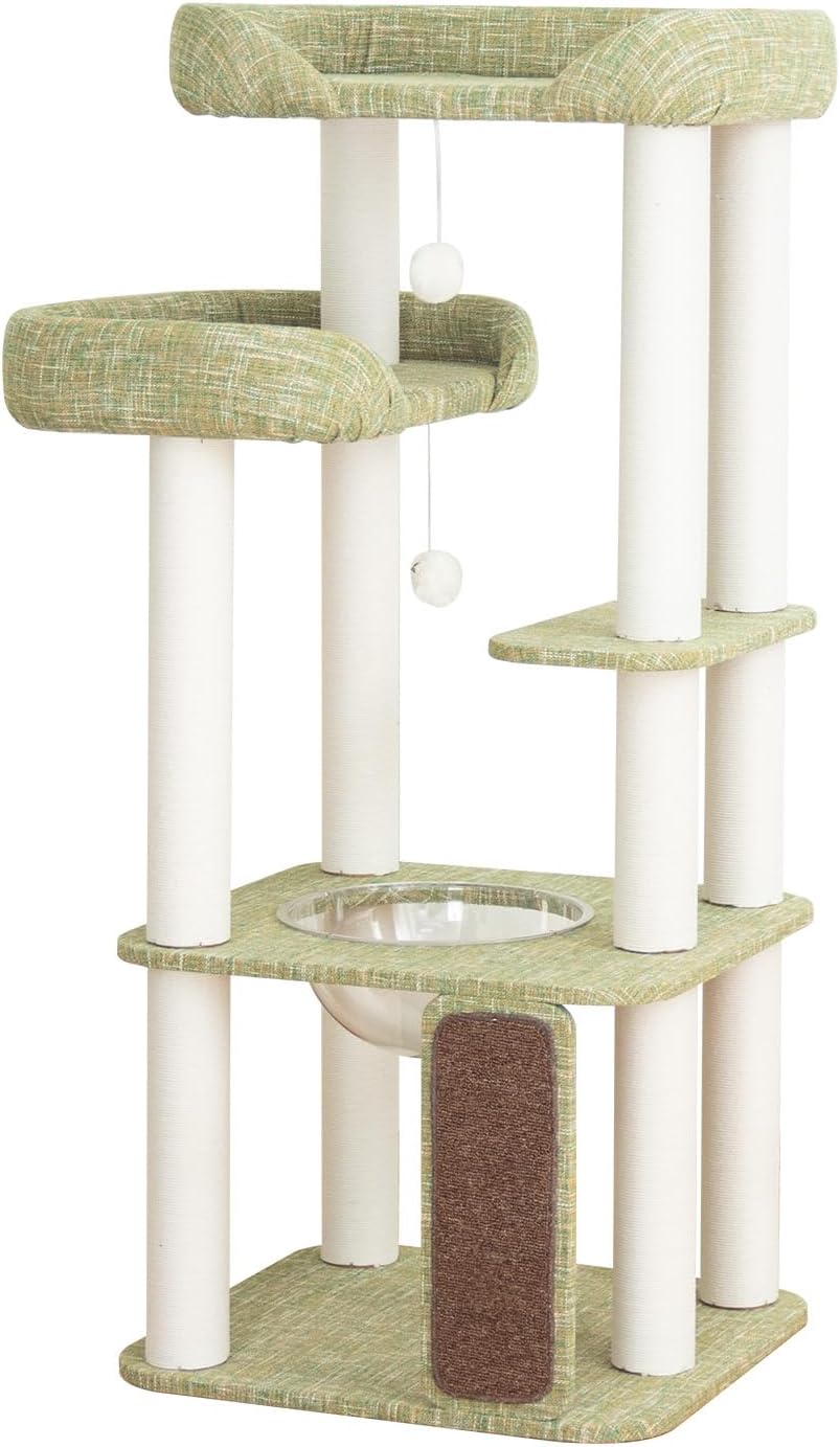 37.5" Cat Tree Tower for Large & Senior Cats, Low-Step Design