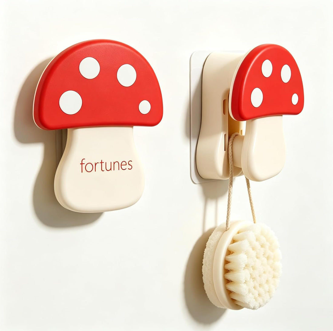 2Pcs Towel Hook Mushroom Shaped Hanger with Rolling Ball Towel Holder