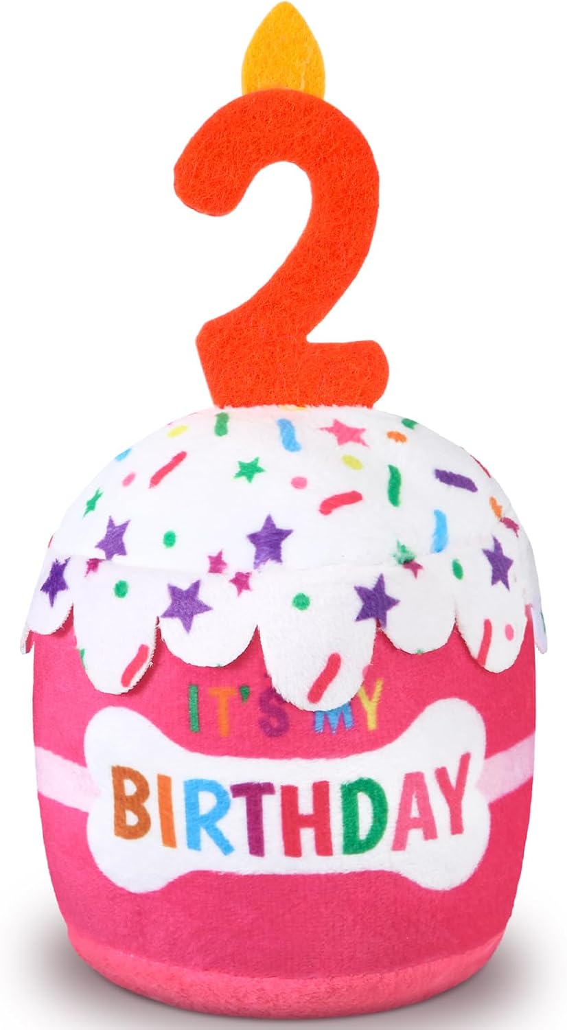 Dansydaisy Dog Birthday Cake Toy Squeaky Plush Gift