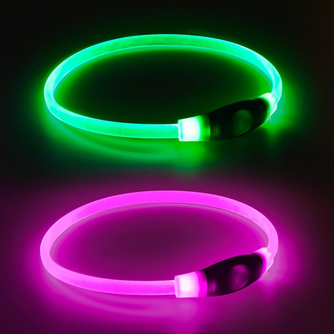 2 Packs Light Up Dog Collar, Kpuplol USB Rechargeable Dog Lights