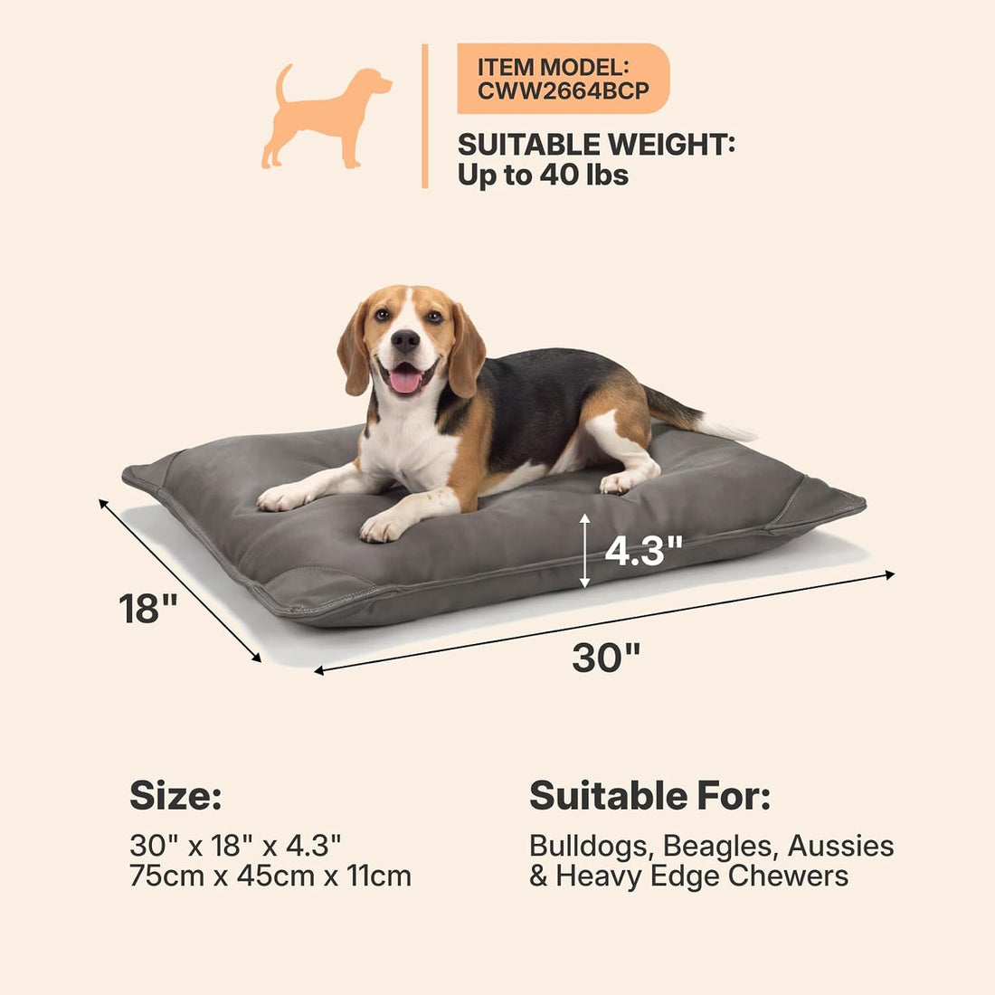 Veehoo Indestructible Dog Bed for Crate, Armored Chew Proof Dog Pad