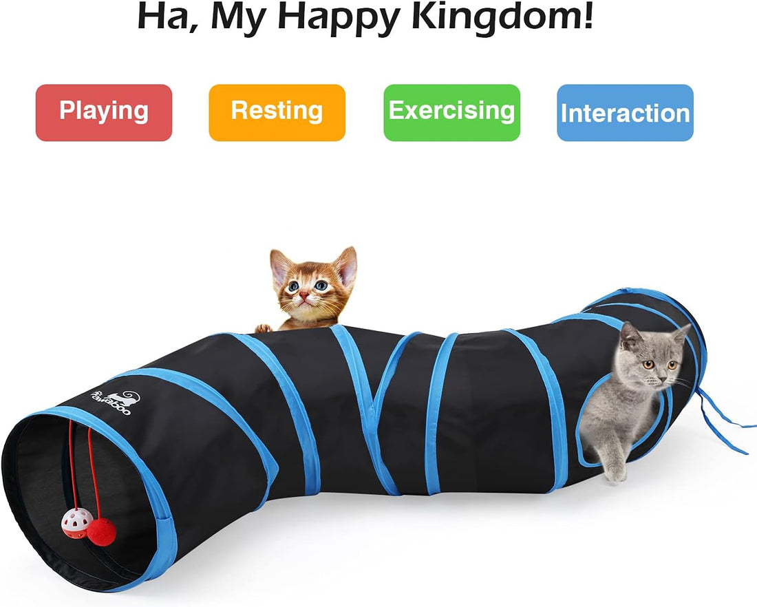 Pawaboo Cat Toys, Cat Tunnel Tube S-Shaped Tunnels 25x97cm Extensible