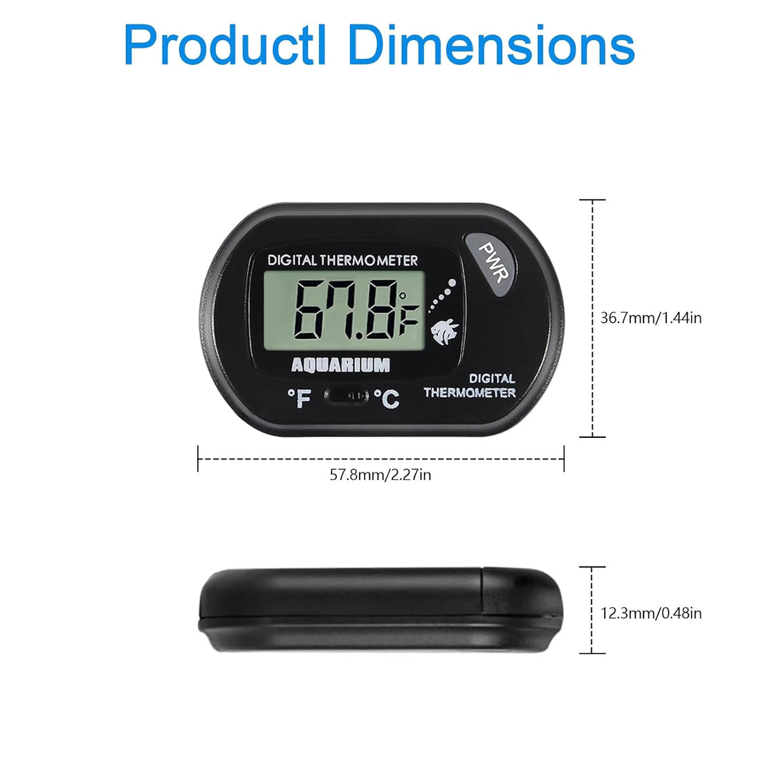 2pcs Aquarium Thermometer LCD Digital Fish Tank Thermometer