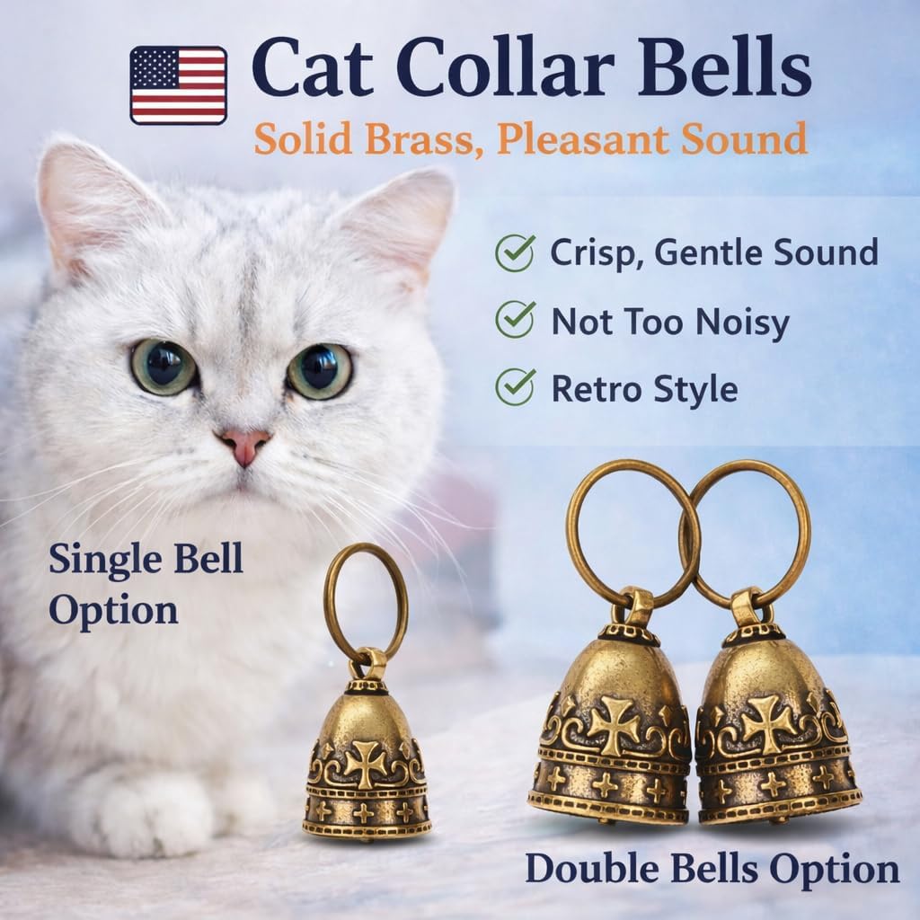 kcrygogo Quiet Brass Pet Bell Set with ID Capsule