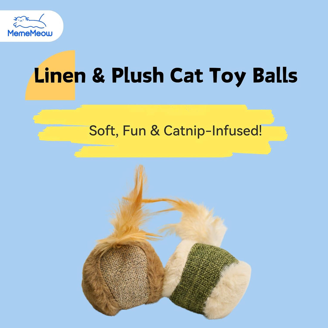 MemeMeow Catnip-Infused Plush Cat Toys, 2-in-1 Pack