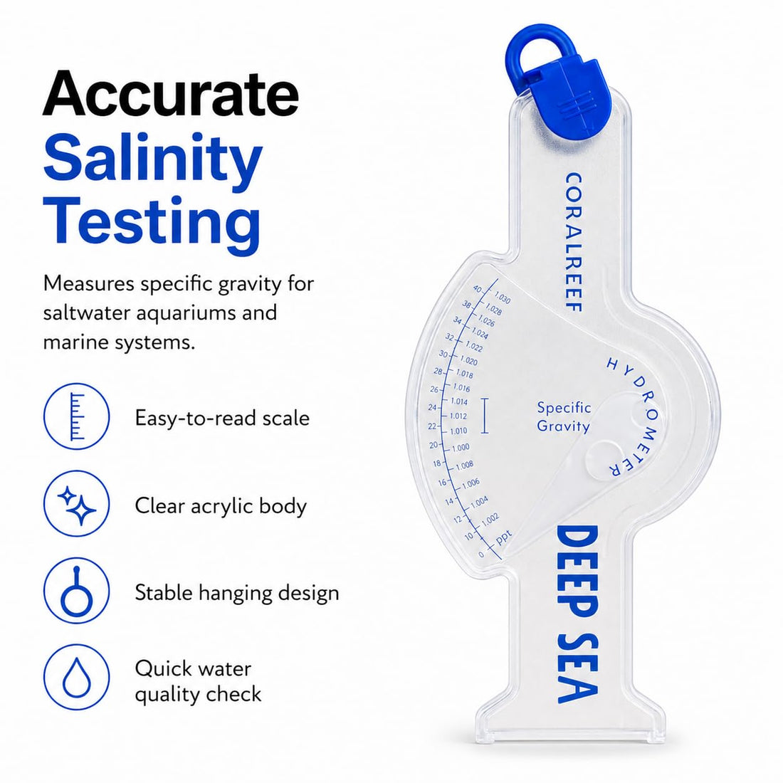 Hydrometer Aquarium Fish Saltwater Reef Salt Water Specific Gravity