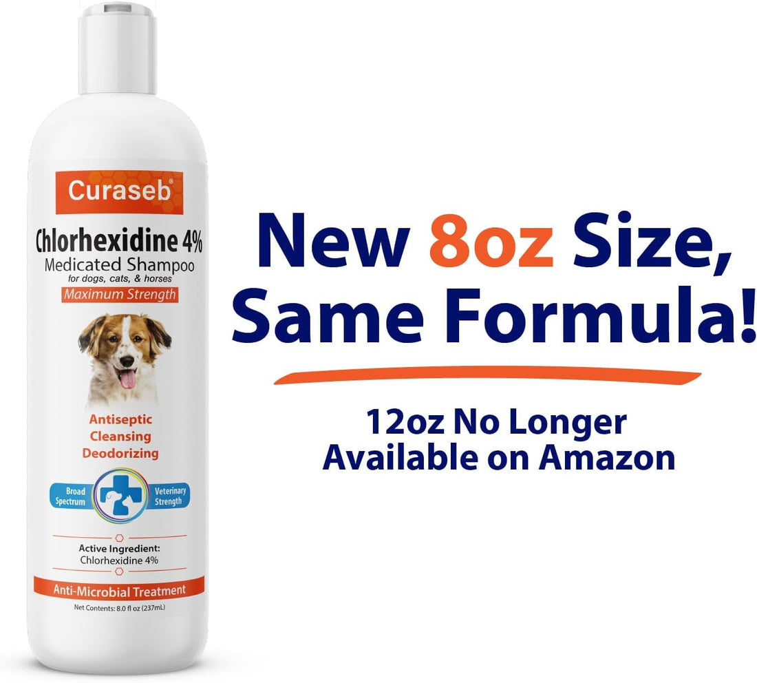 Curaseb Chlorhex 4% Shampoo for Dogs & Cats, Vet Strength Formula, 8oz
