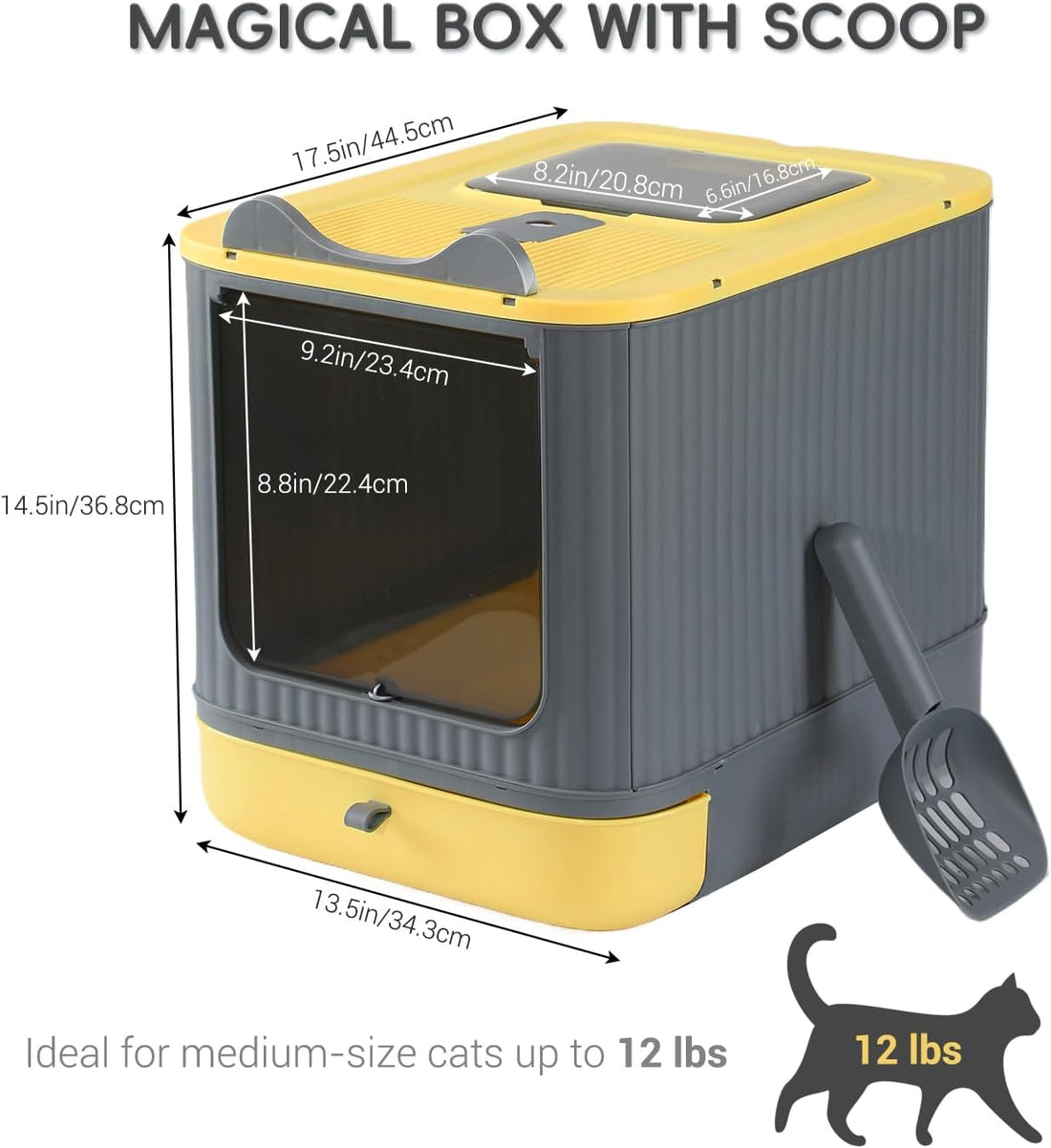 Foldable Enclosed Cat Litter Box with Lid, for Kitten to Medium