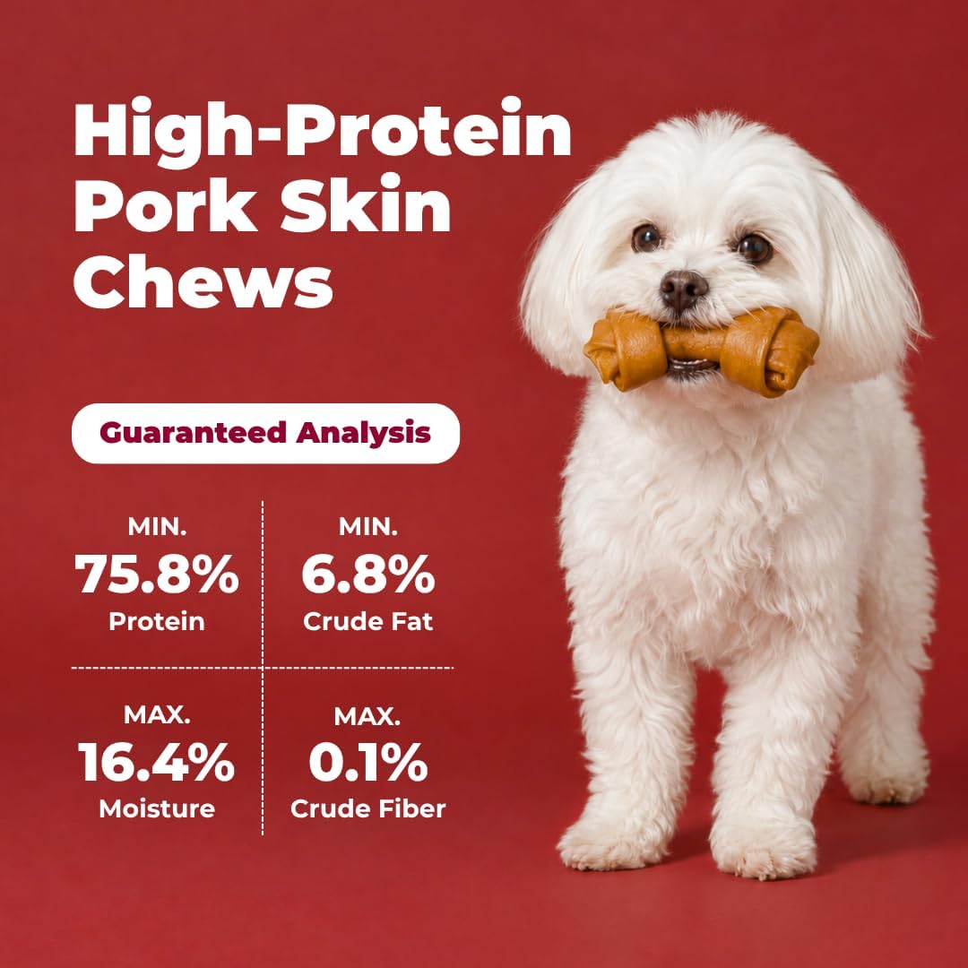 Best Pet Supplies GigaBite Pork Skin Dog Chews - 6" Knots, 2 Count
