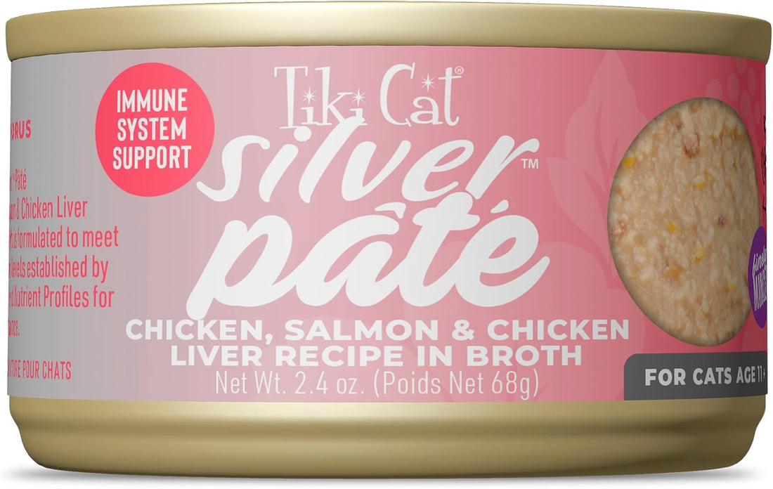 Tiki Cat Silver Paté Wet Cat Food, Chicken, Salmon & Liver, 2.4oz