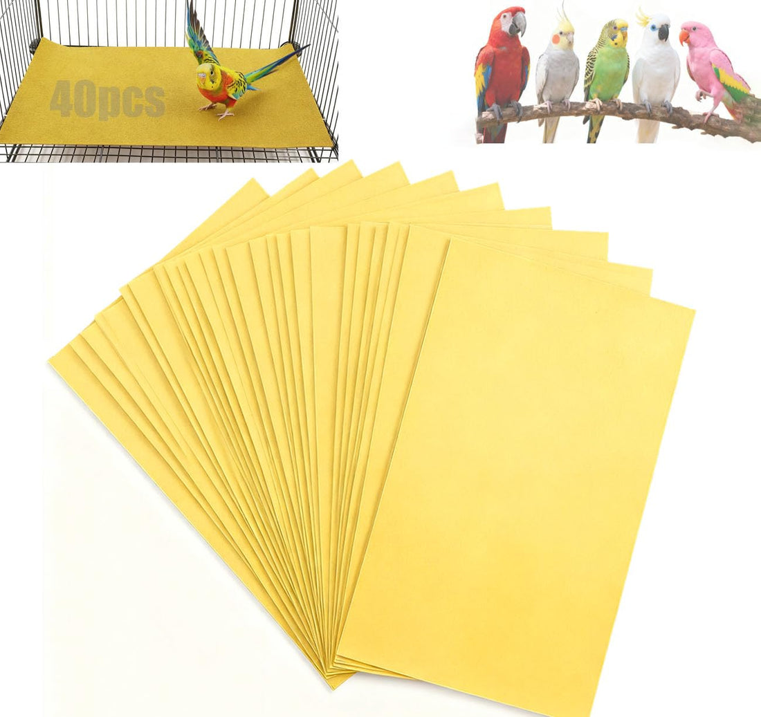 CuaxTume 40 Pieces Bird Gravel Liner Paper for Bird Cage 17” x 11”