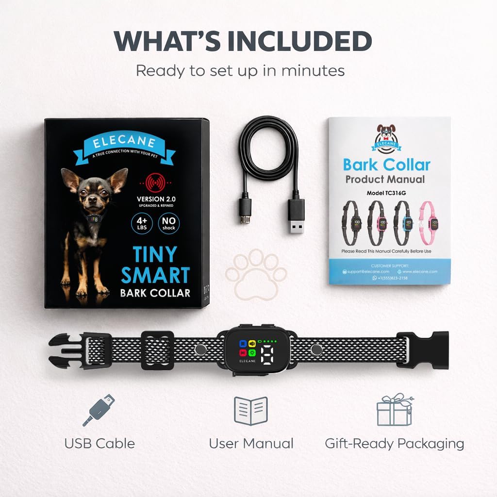 Tiny Bark Collar for Small Dogs 5-15 lbs and Puppies
