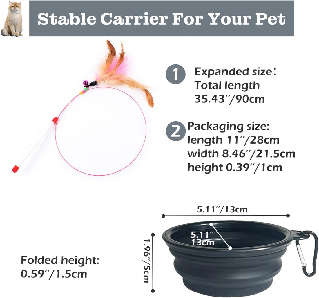 Vivicreate Large Cat Backpack Carrier with Folding Bowl and Teaser