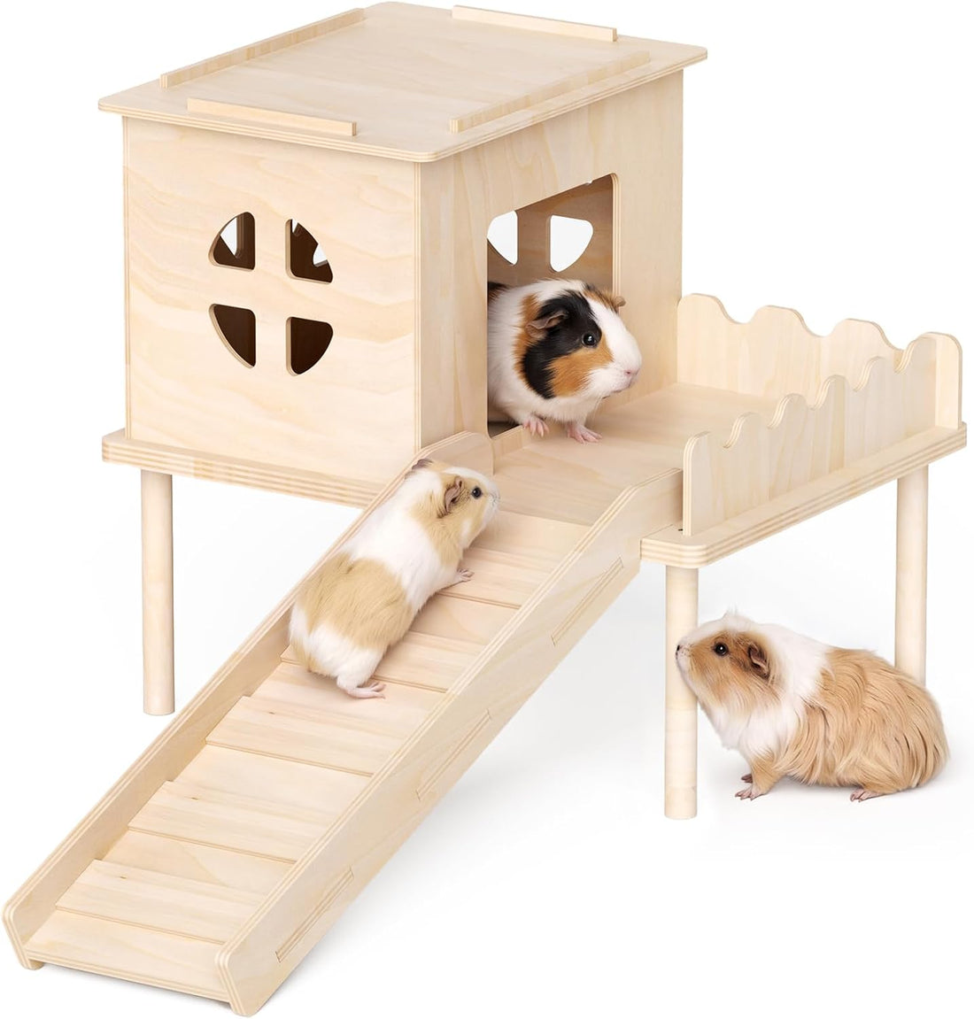 Guinea Pig Hideout, Guinea Pig House & Castle with Ramp, Platform