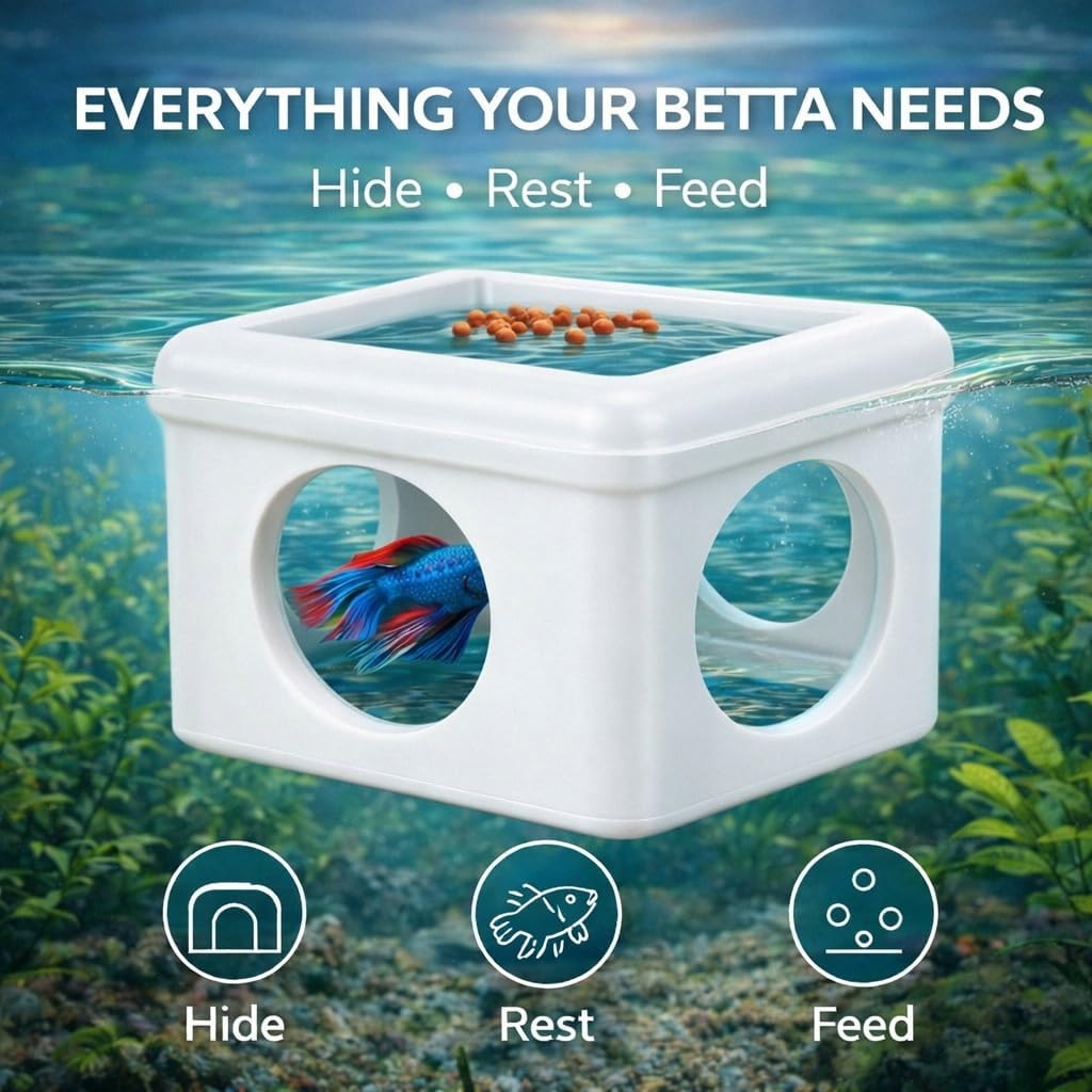 White Floating Betta Hideout with Round Side Holes