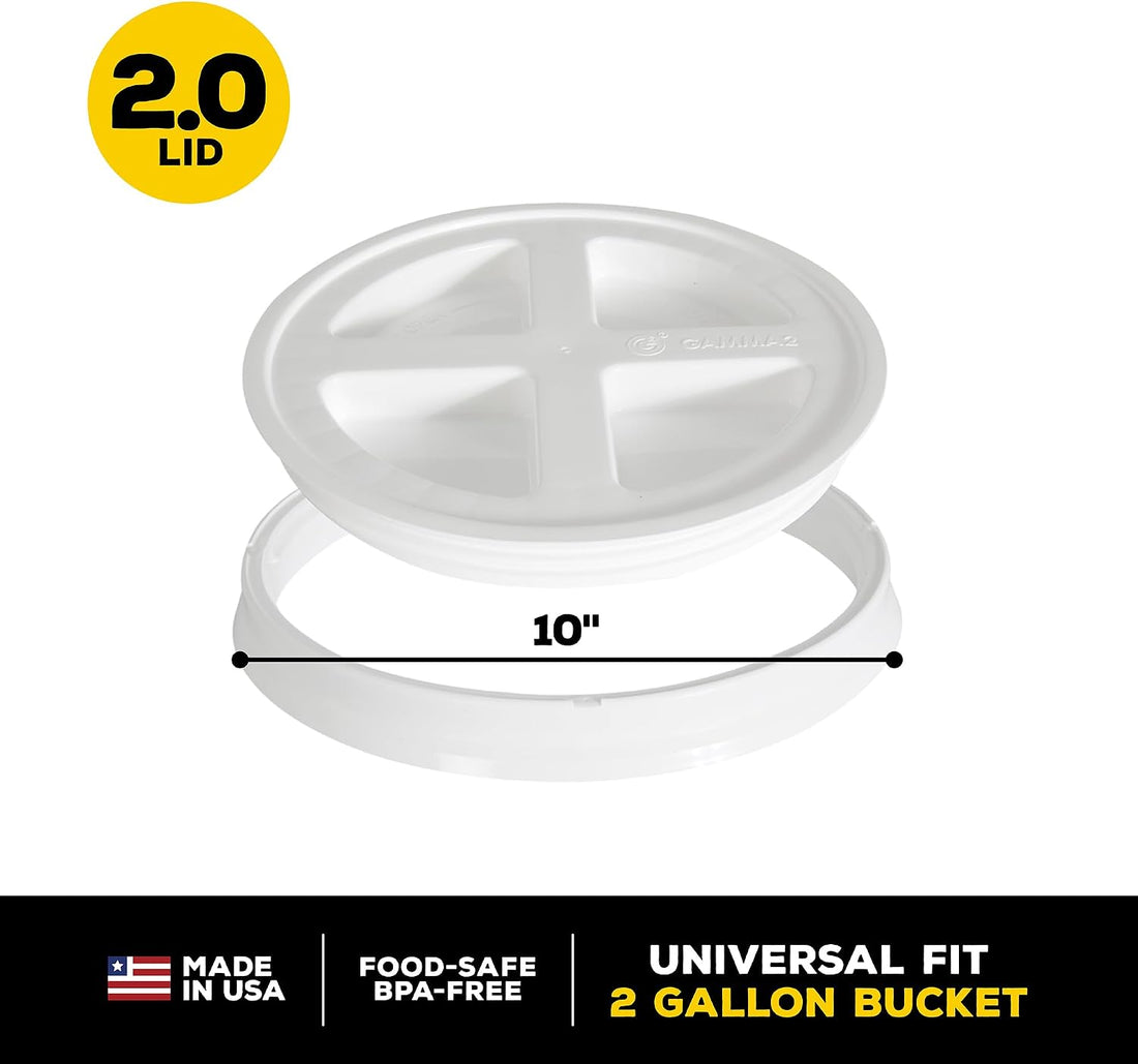 Gamma2 Seal Bucket Lid Pet Food Storage Container, 10", White