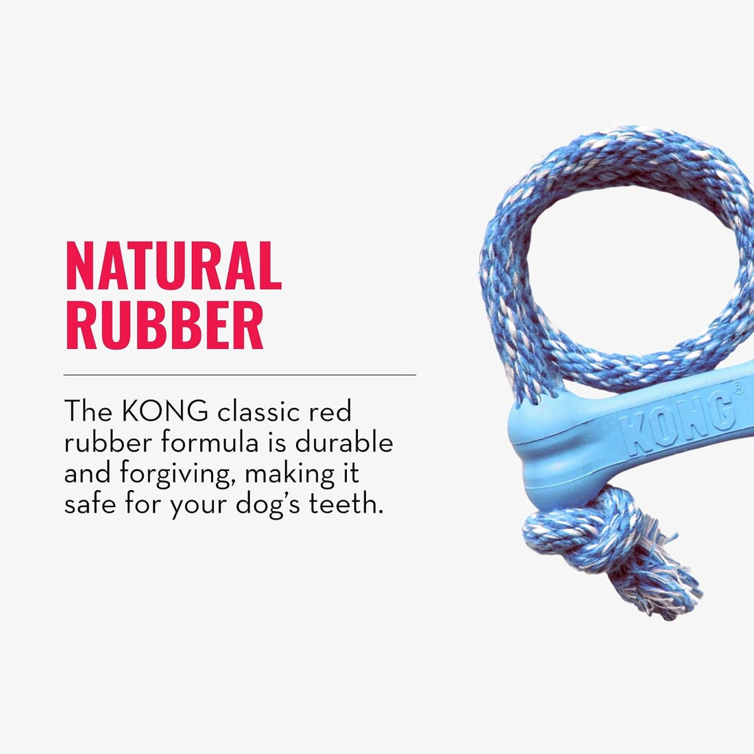 KONG Puppy Goodie Bone with Rope, Natural Rubber, for XS Puppies