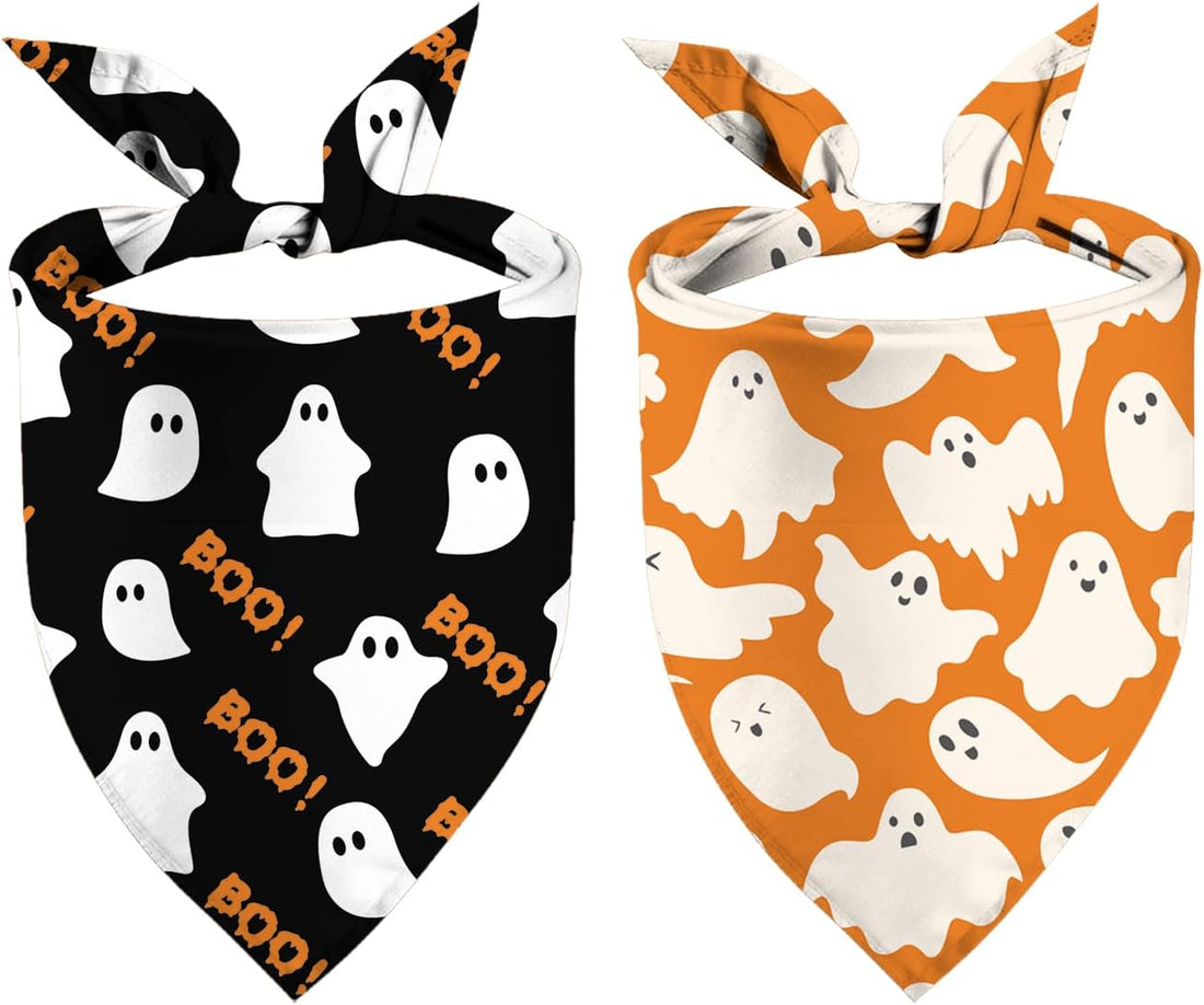 Halloween Dog Bandana Ghost Boo Scarf for Small Medium Large Dogs