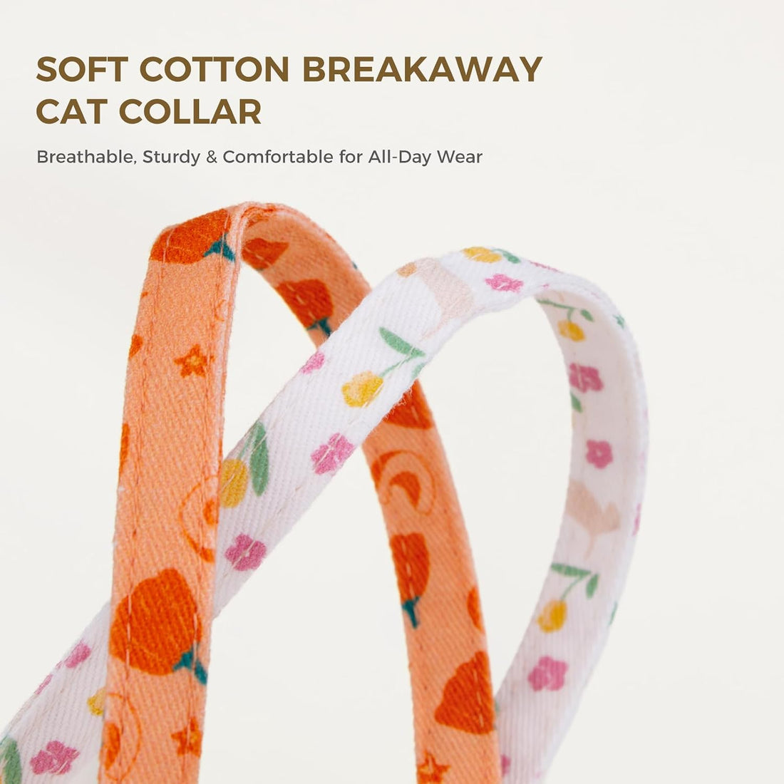 2 Pack Cotton Cat Collar Cute Kitten Collar White Puppy and Orange