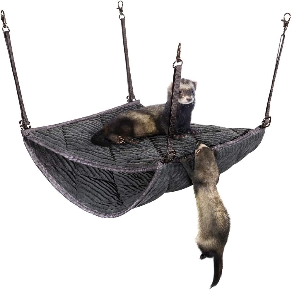 Ferret Hammock for Cage - Plush Double Bunk Bed Hanging Clips