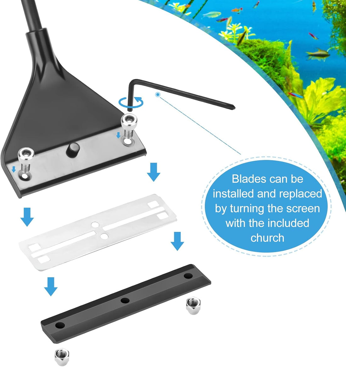 Vimvins Algae Scraper for Glass Aquarium,Aquarium Razor Scraper