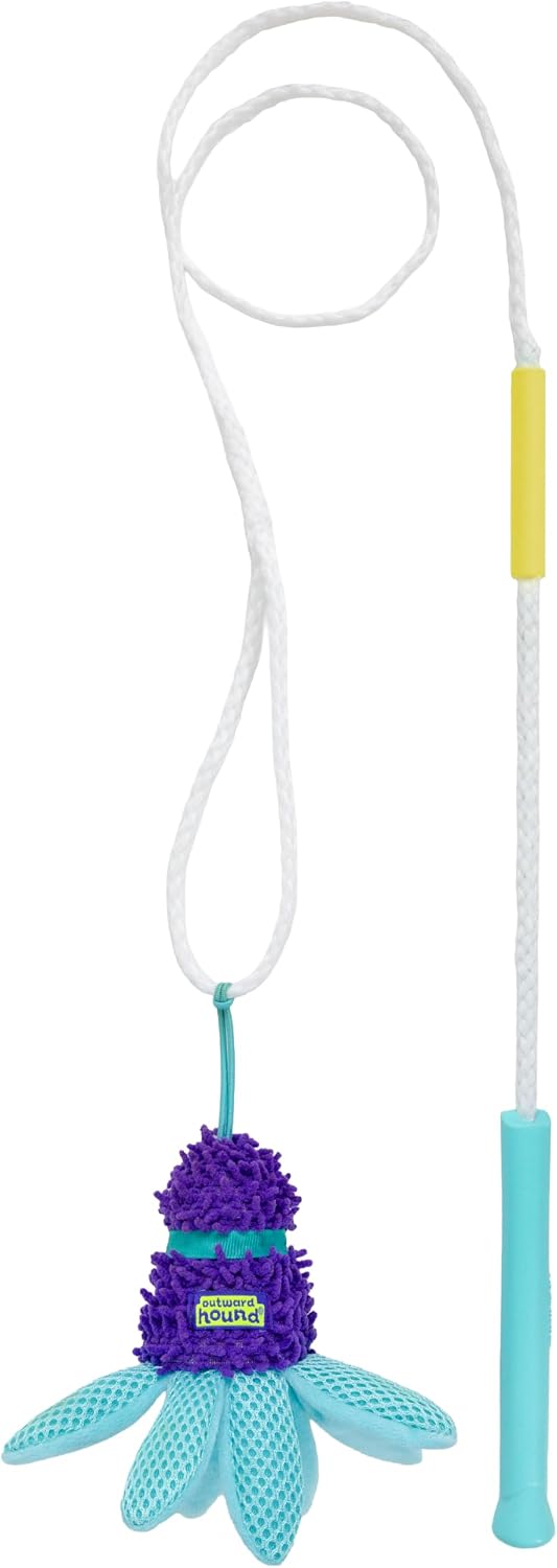Outward Hound FlyFetch Teaser Wand Dog Toy with Crinkle Attachment