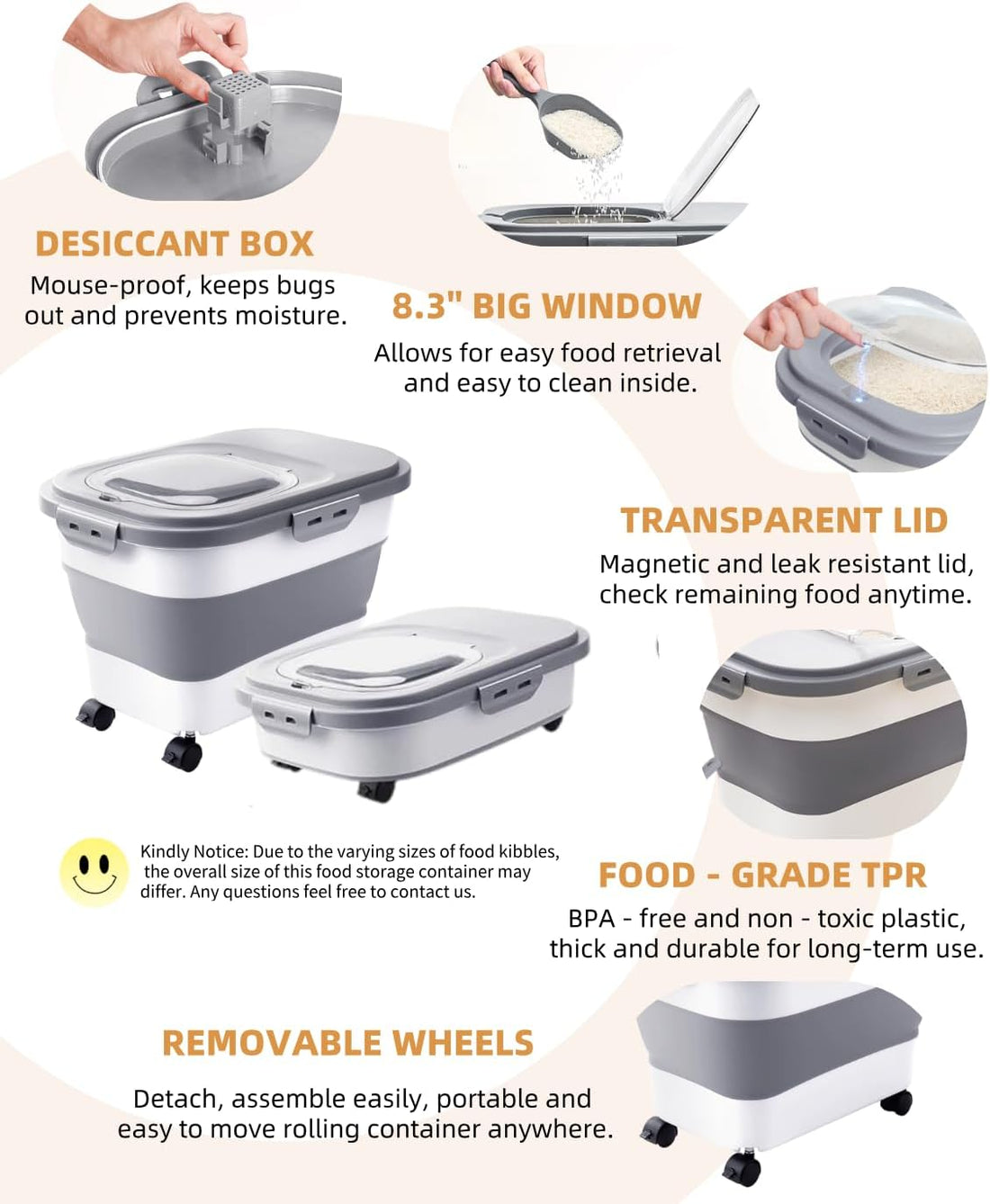20-23 Lbs Dog Food Storage Container,Collapsible Dog Food Container