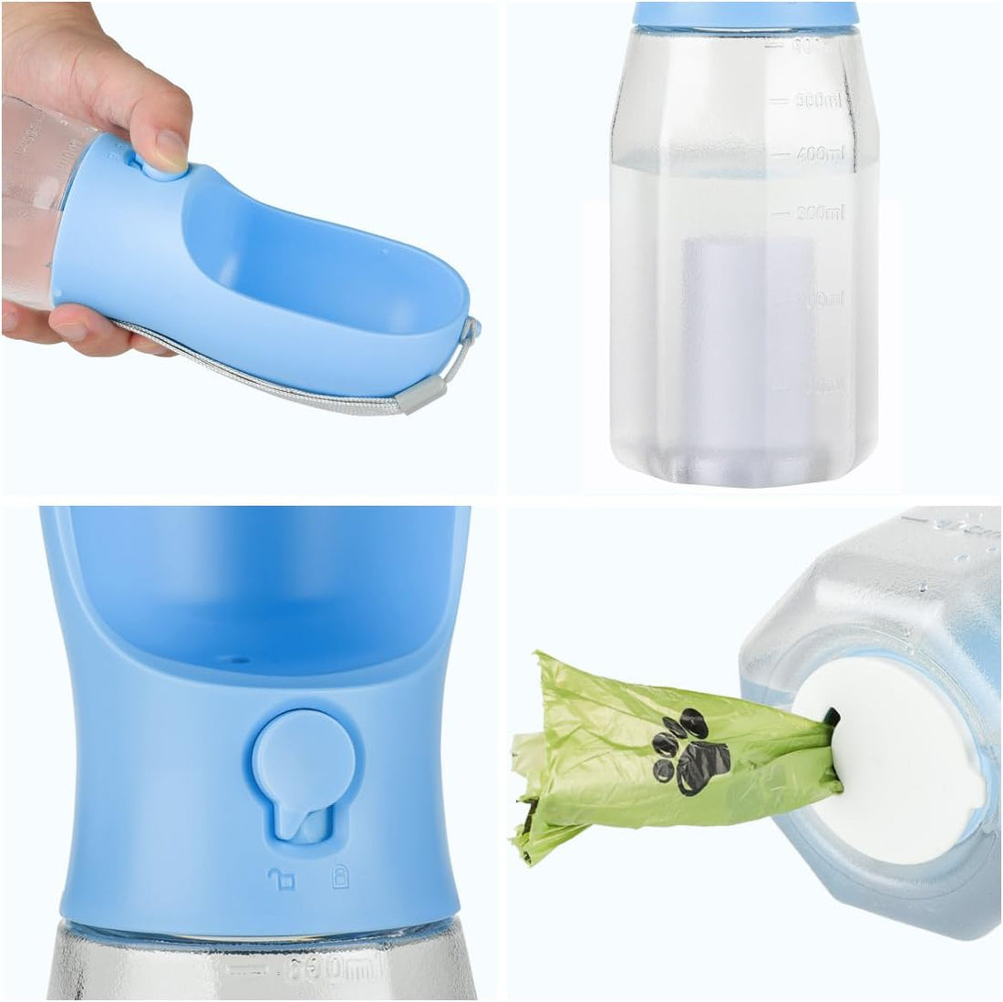 Dog Water Bottle with Food Container