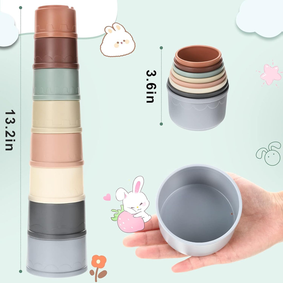 8 Pcs Stacking Cups for Bunny