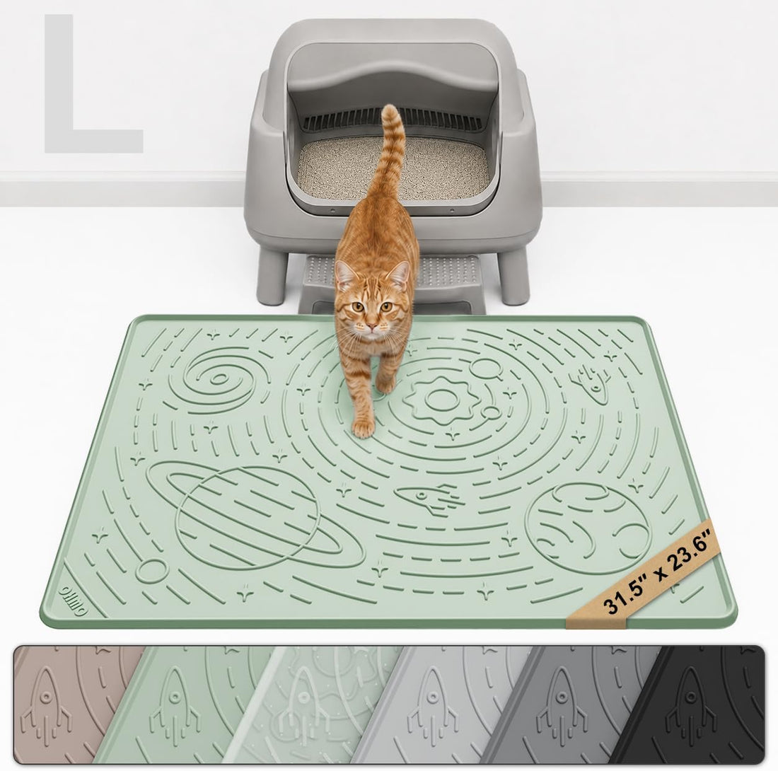 OHMO Large Cat Litter Mat 31.5x23.6" High Raised Edge Silicone