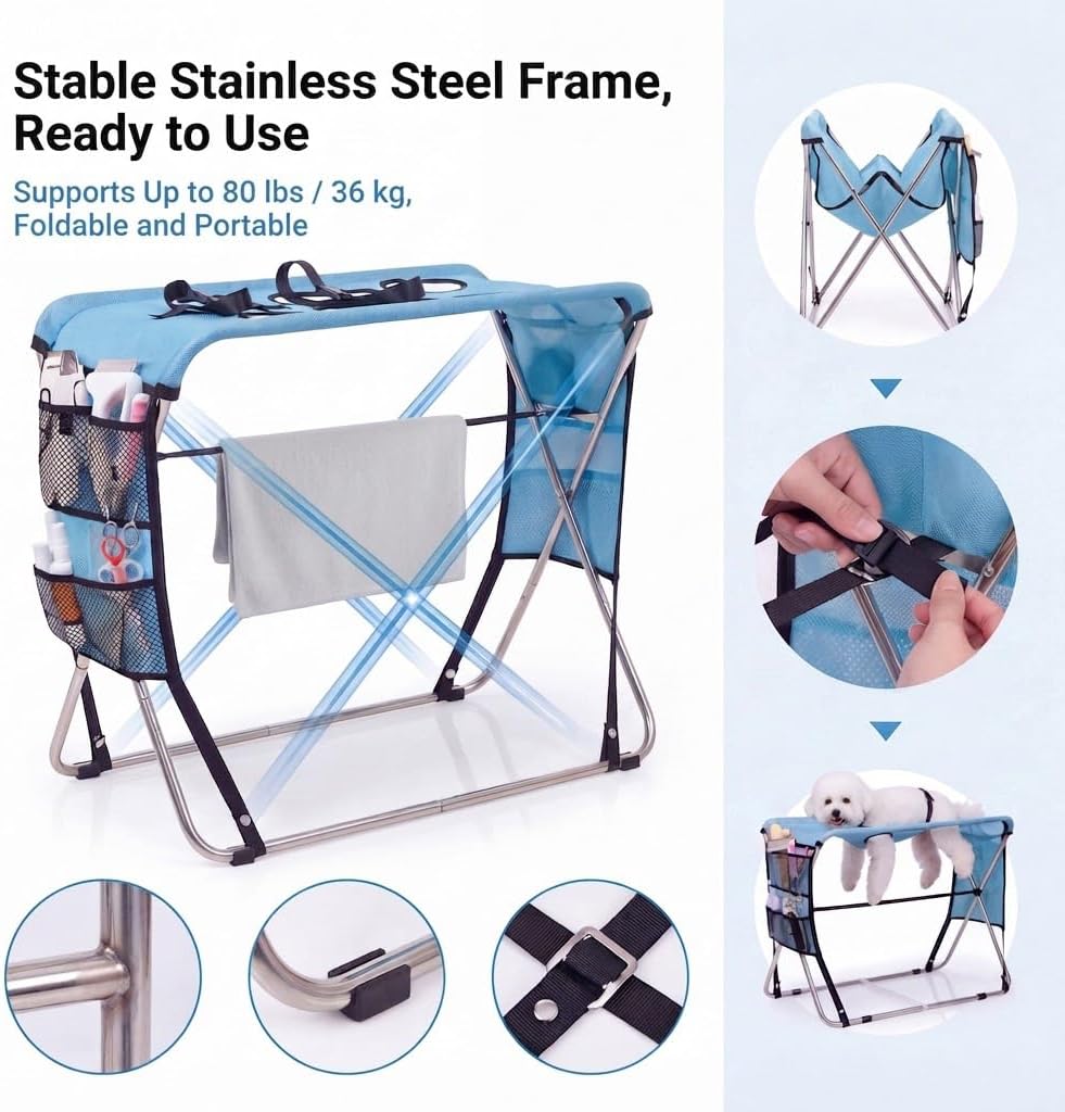 8-Hole Pet Grooming Bath Stand for Small Medium Dogs Cats