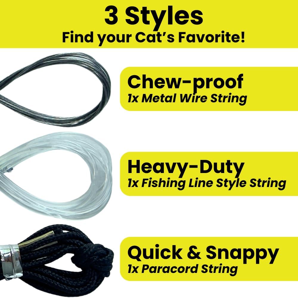 Cat Wand String Replacement 3-Pack, Chew Proof Metal Wire Toy