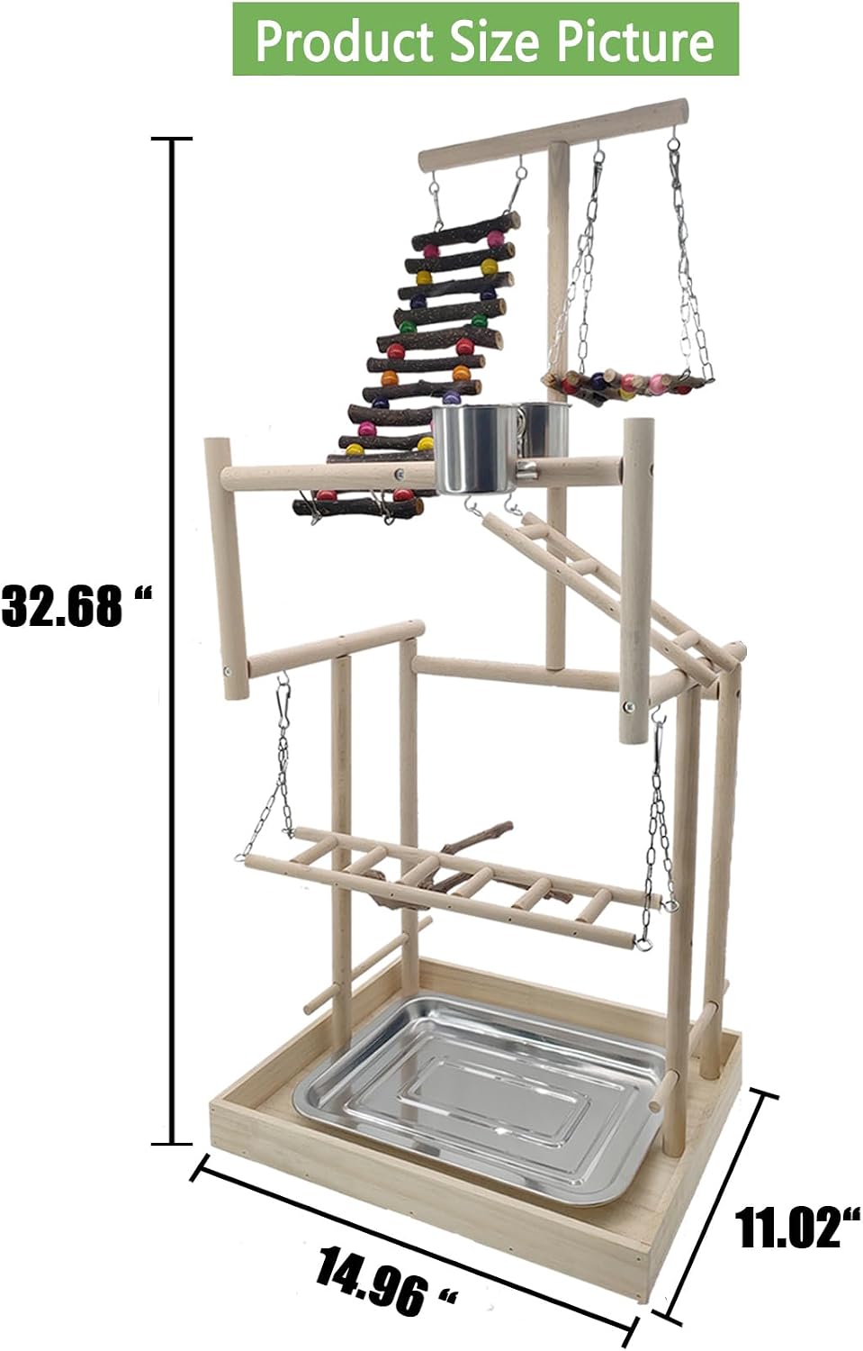 Hamiledyi 4 Layers Large Bird Playground 32" H Pet Parrot Playstand