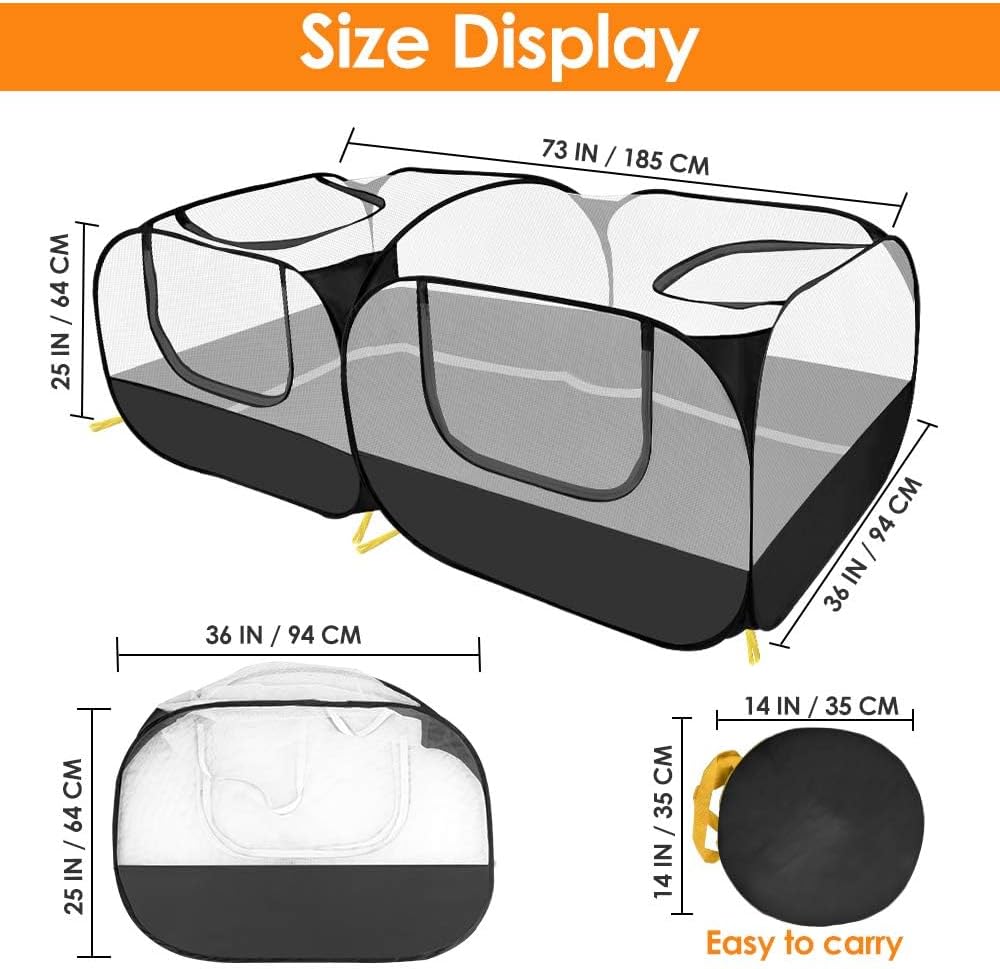 Lukovee Small Animals Playpen, Foldable, Detachable Bottom