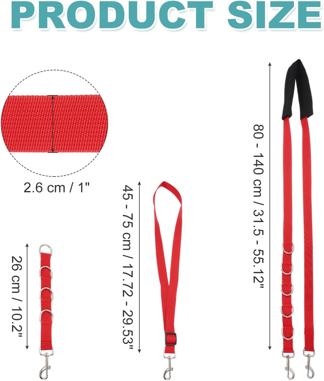 Dog Grooming Belly Strap, Pet Grooming Loops (Red, 3 Pcs)