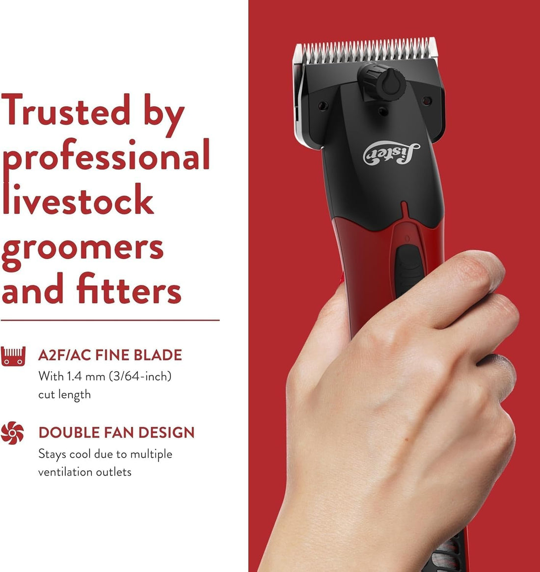 Lister Fusion Professional Animal Clipper, Two Speed, Red