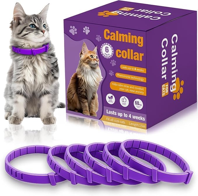 Cat Calming Collars, 4 Pack, 15-Inch Adjustable, Up to 60 Days