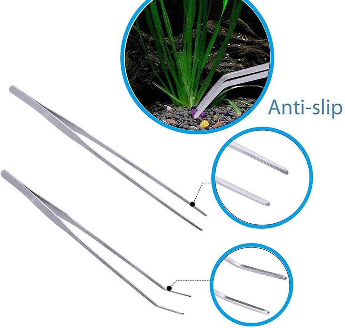 15in Aquascaping Tools, 4 in 1 Long Aquarium Tweezers Scissors Spatula