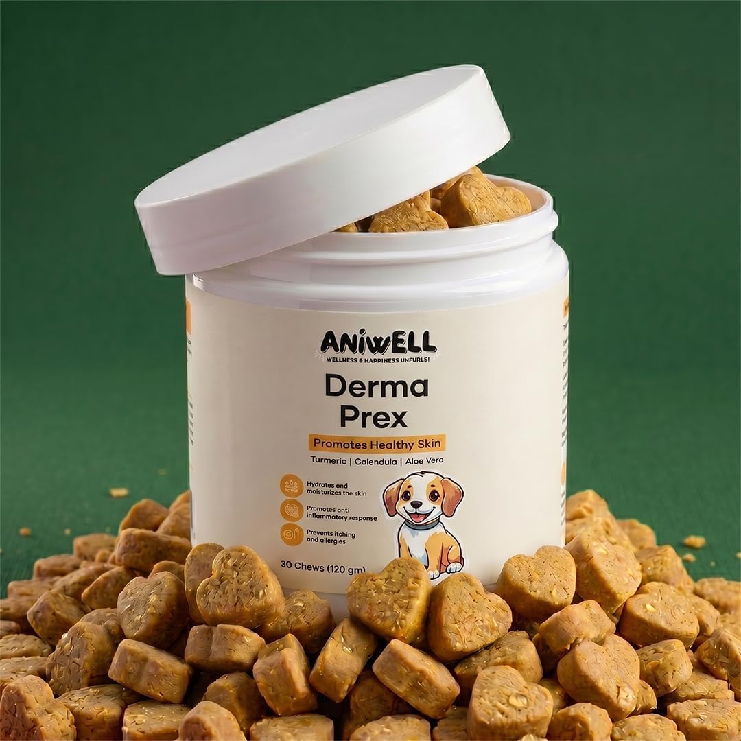 DermaPrex Dog Allergy Chews – Anti Itch for Dogs | Borage Oil, Omega 3