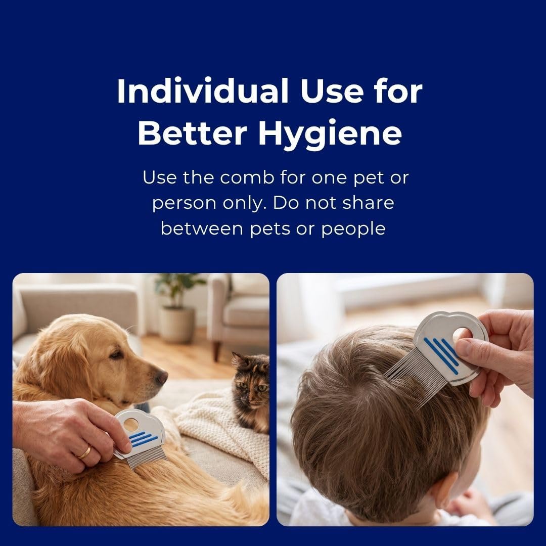 Flea Comb for Dogs Cats & Humans | Lice Comb & Nit Removal Comb