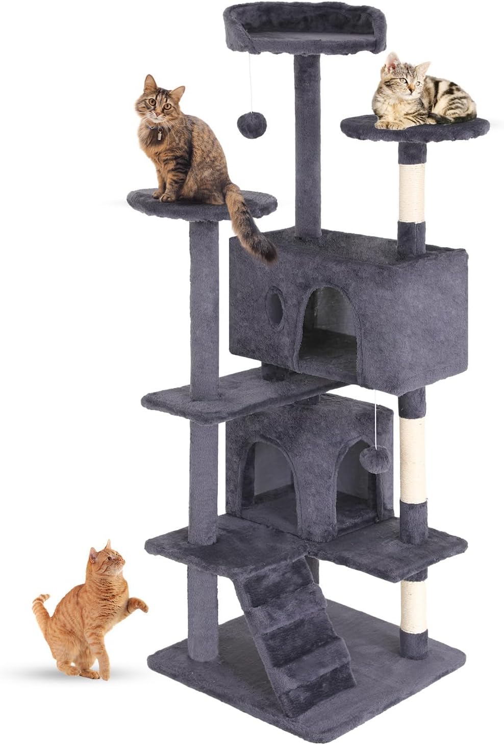 FDW | 54" Cat Tree Tower | Grey | Multi-Level Indoor Activity Center