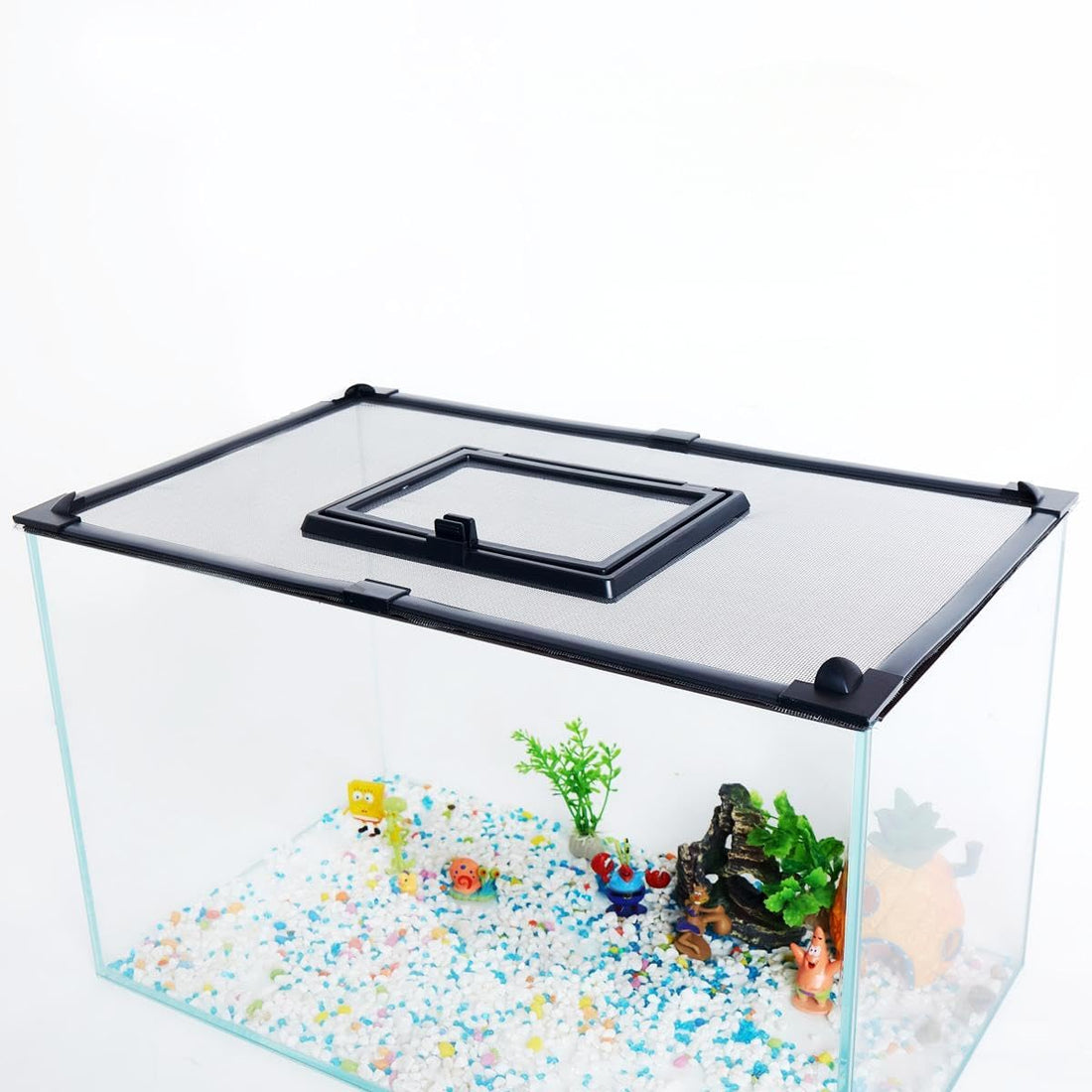 Magnetic Fish Tank Lid Dark Grey Frame Grey Fiberglass Mesh