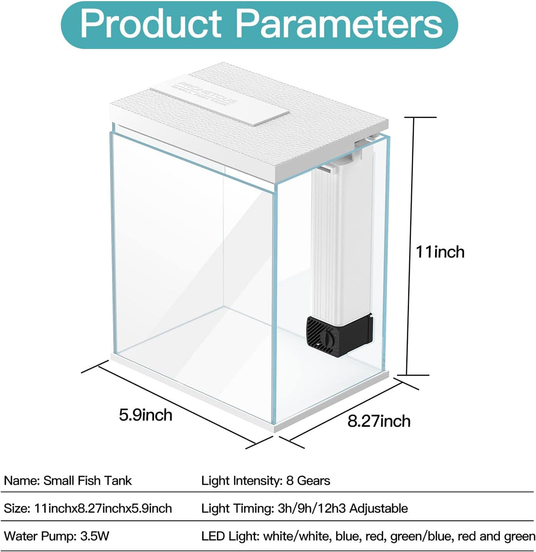 Pronetcus Betta Fish Tank, 2 Gallon Glass Aquarium Starter Kit