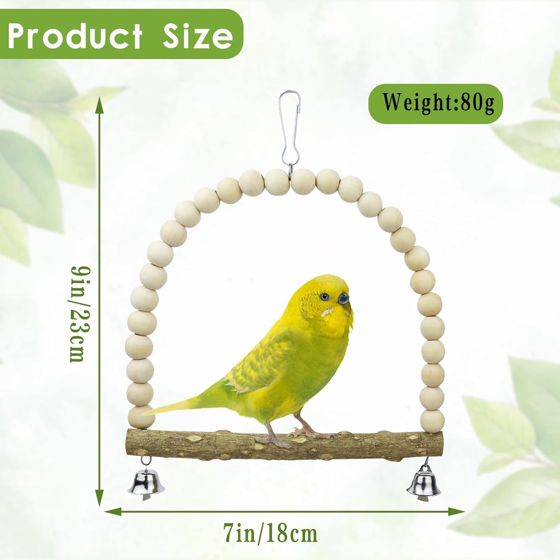 Wooden Bird Swing, 9 Inches Hanging Birds Cage Perches with Playing