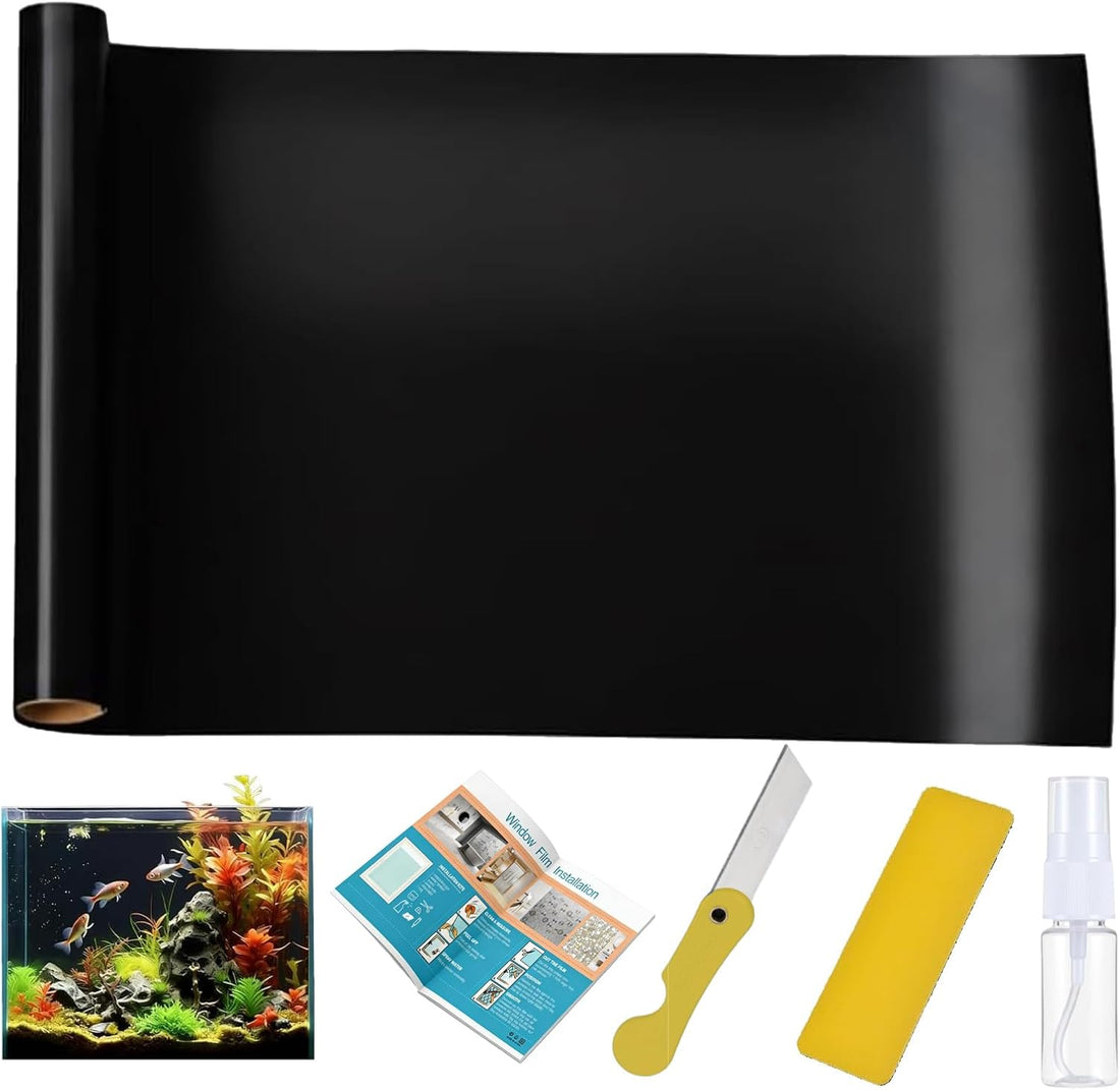 Black Aquarium Background Film, 39 x 16 in, Static Cling Fish Tank