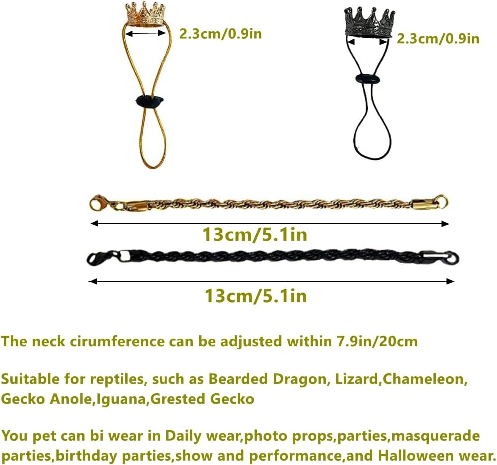 2Pcs Lizard Crown Necklace Set Metal Lizard Outfit Reptile Clothes