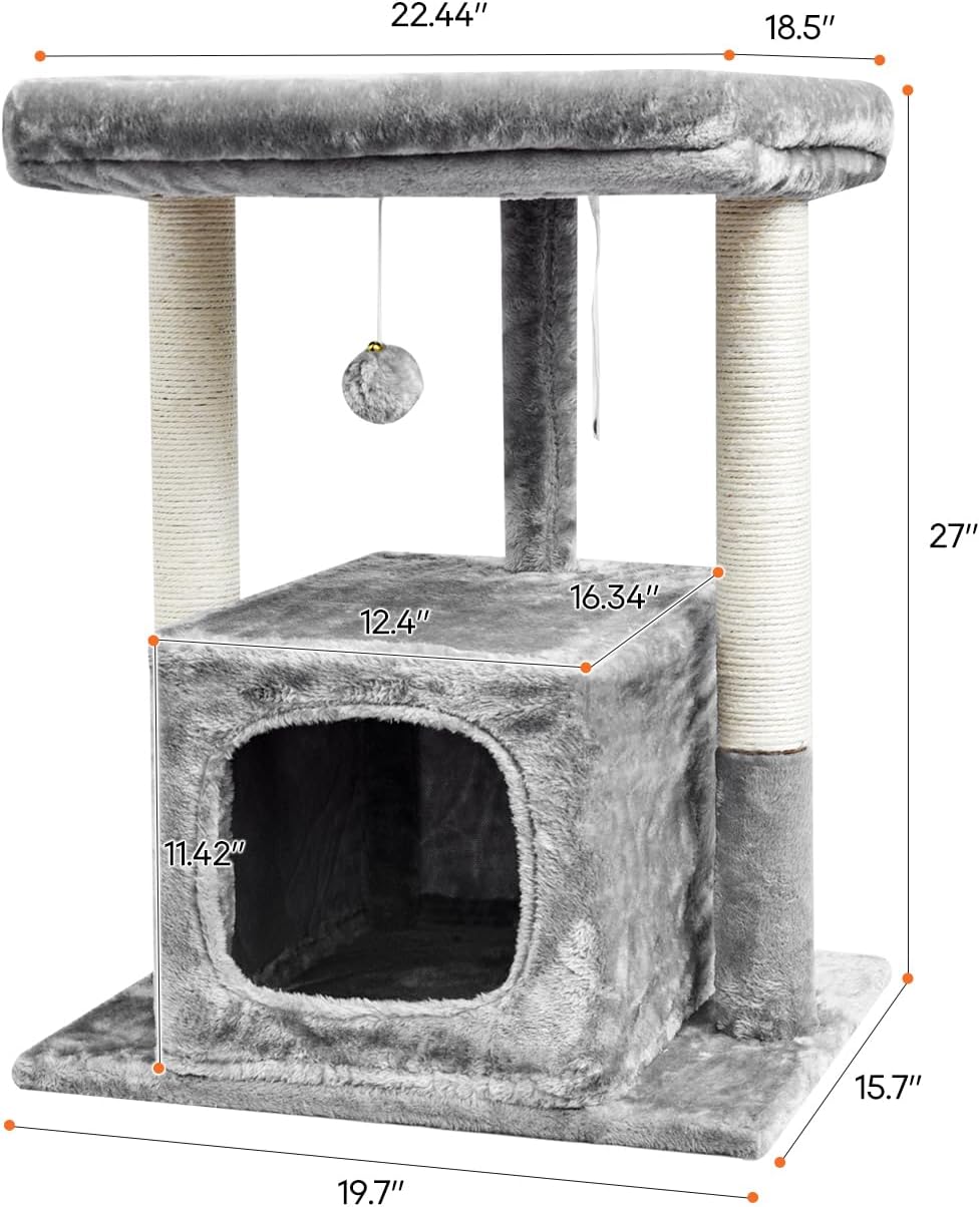 SYANDLVY 27IN Cat Tree for Indoor Cats Large Adult